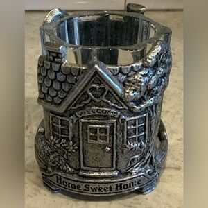 Vintage Pewter Home Sweet Home Candle Holder